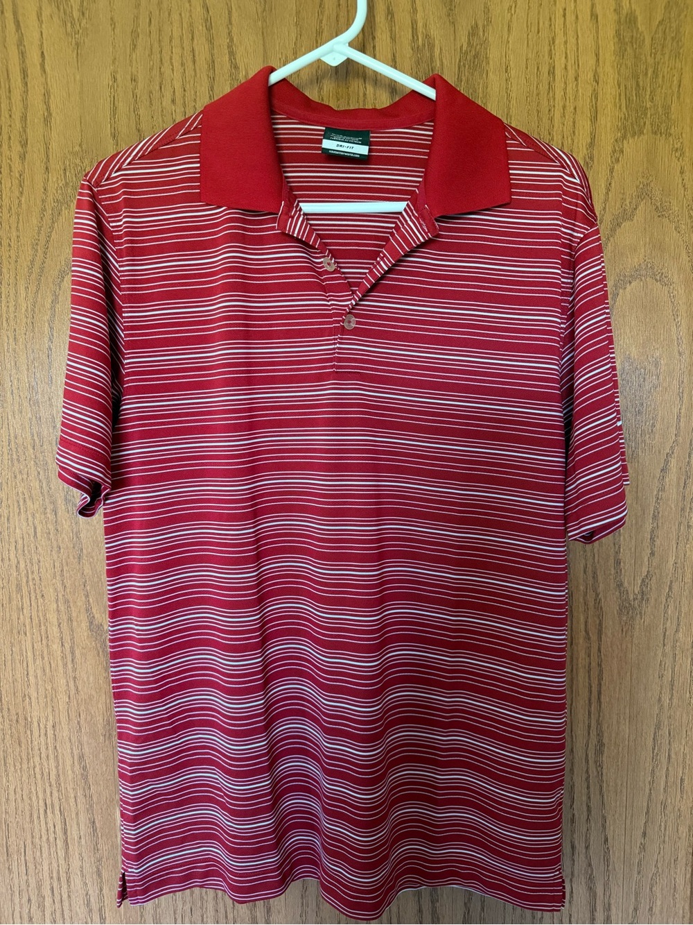 Nike Golf Red and White Striped Polo Shirt Men’s size Medium